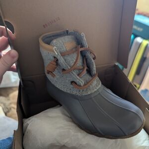 Sperry Kids Gray and Tan Boots